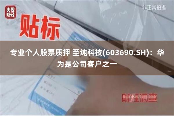 专业个人股票质押 至纯科技(603690.SH)：华为是公司客户之一