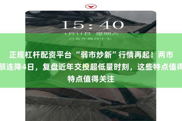 正规杠杆配资平台 “弱市炒新”行情再起！两市成交额连降4日，复盘近年交投超低量时刻，这些特点值得关注